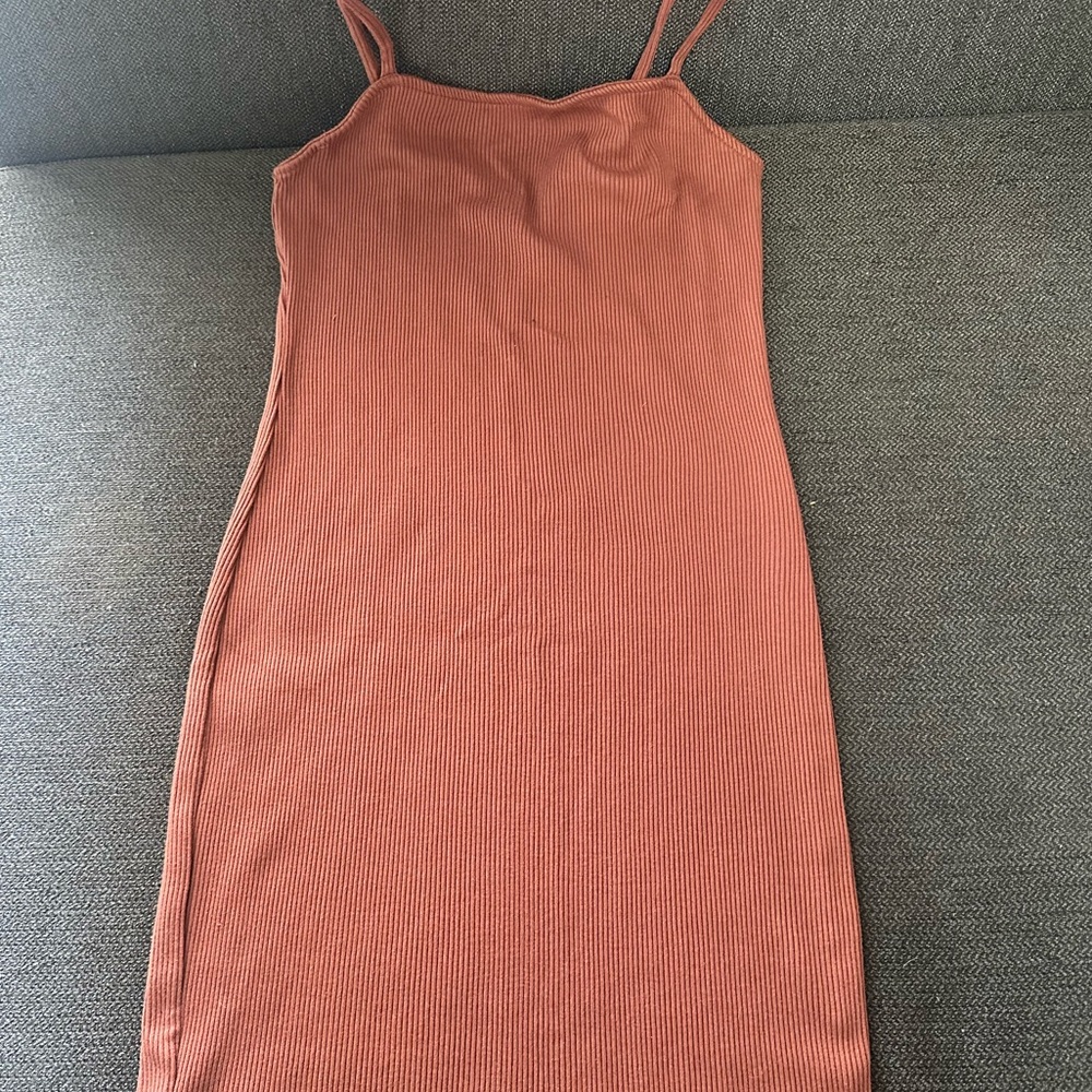 Wild Fable Ribbed Rust Slip Dress